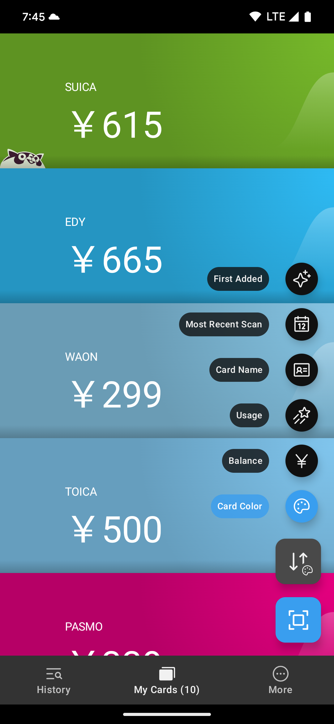 Compact adaptive UI for many cards